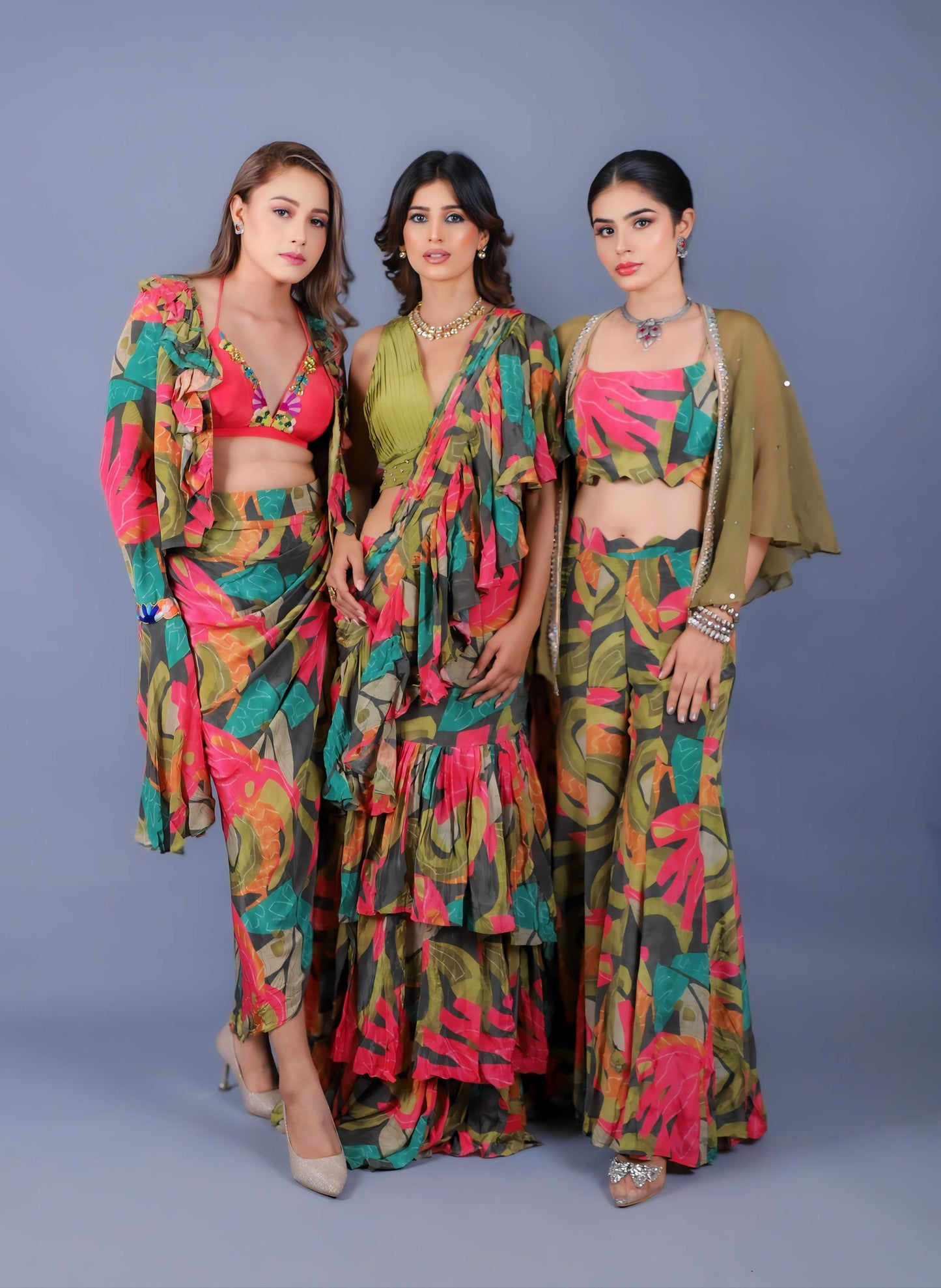 frond vibe jacket shrara set