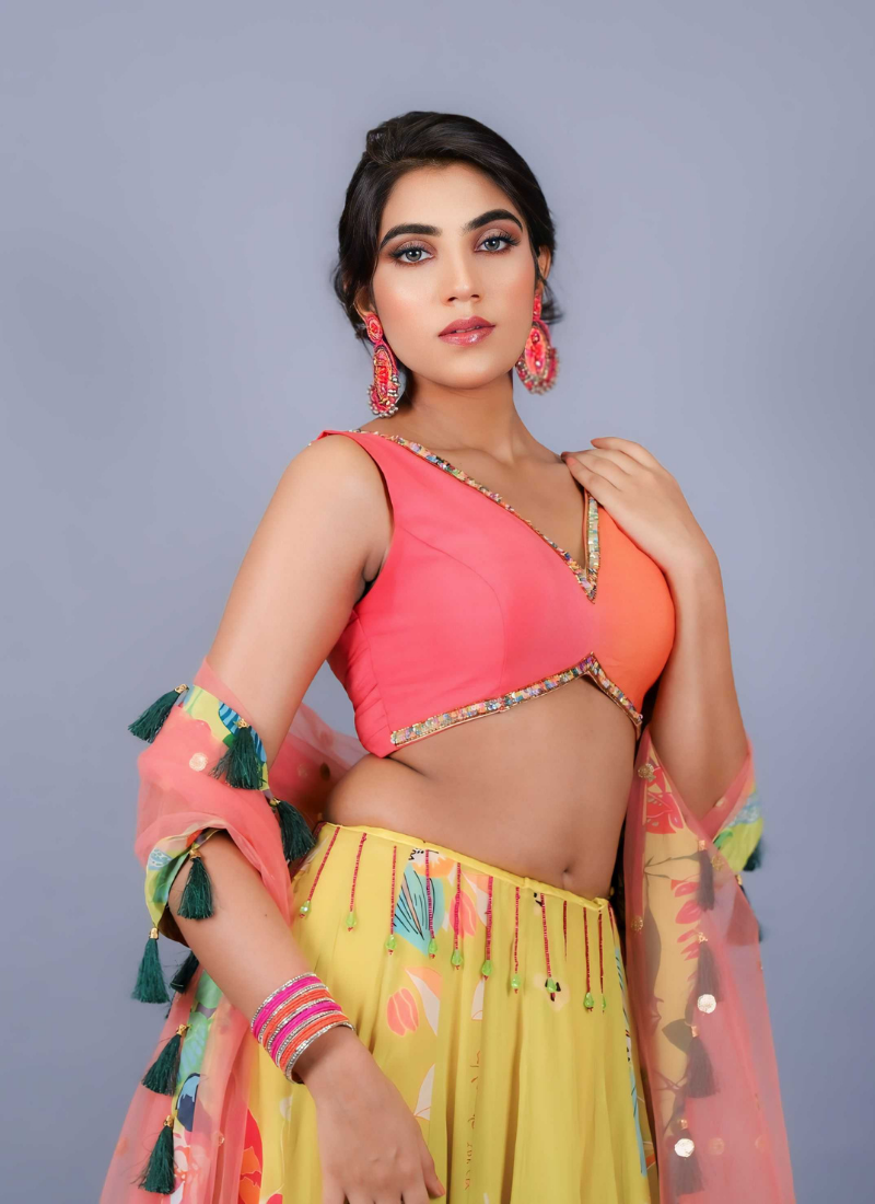 Neon printed skirt set