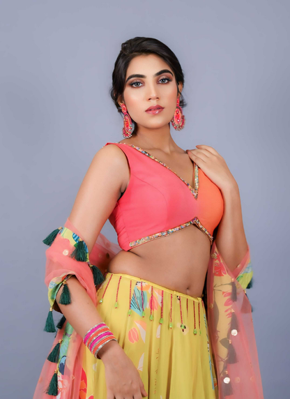 Neon printed skirt set