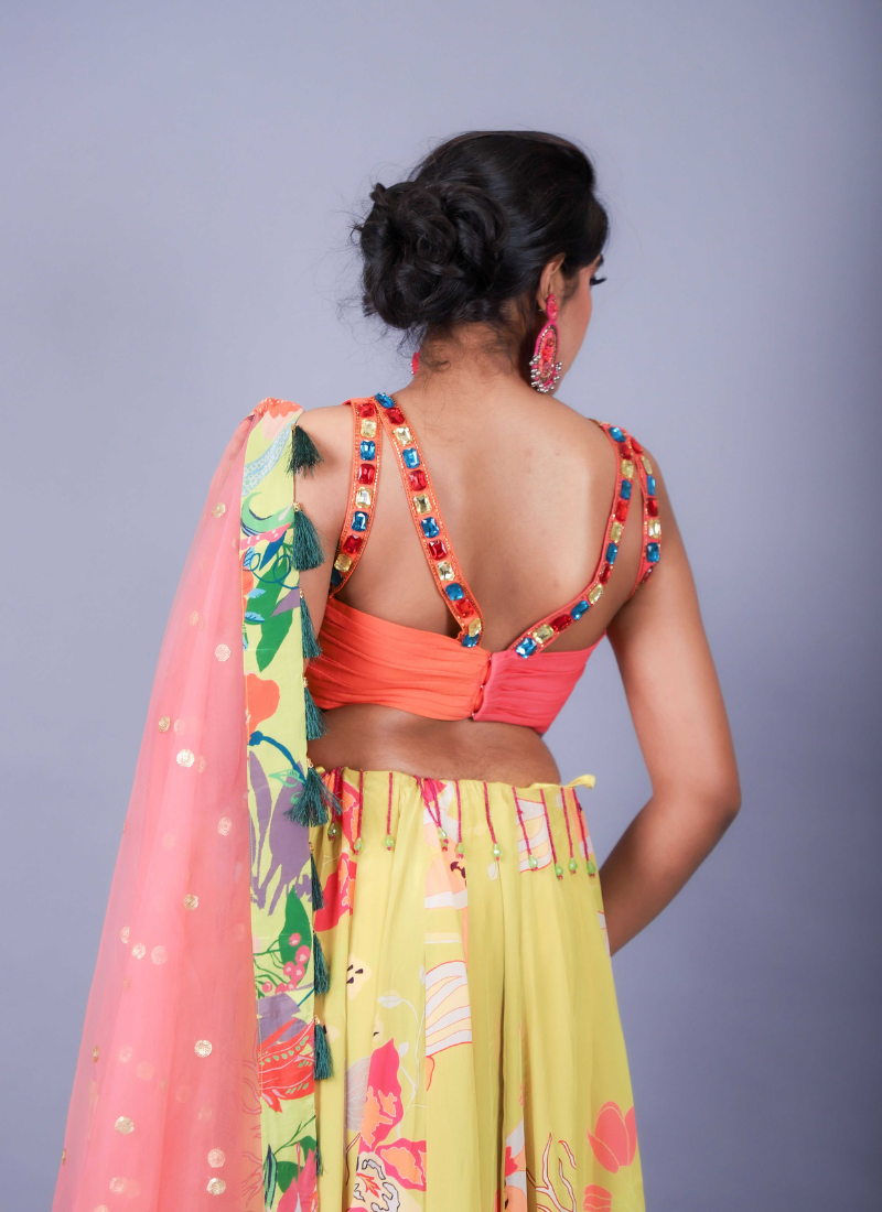 Neon printed skirt set