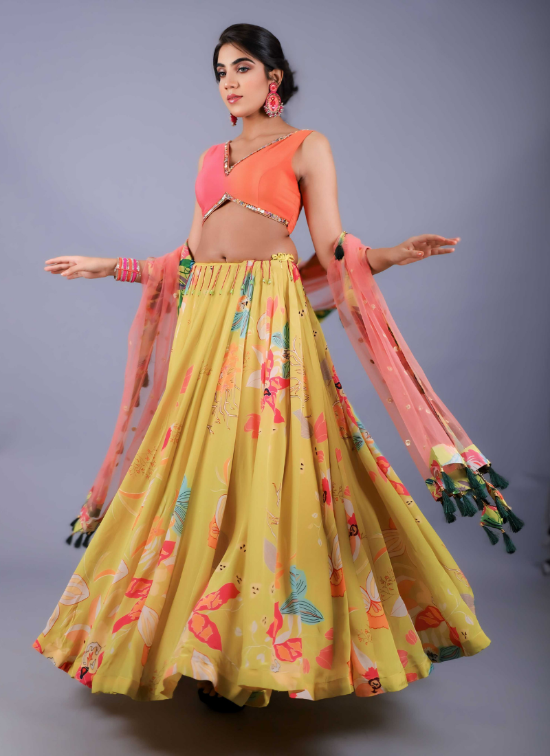 Neon printed skirt set