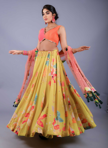 Neon printed skirt set