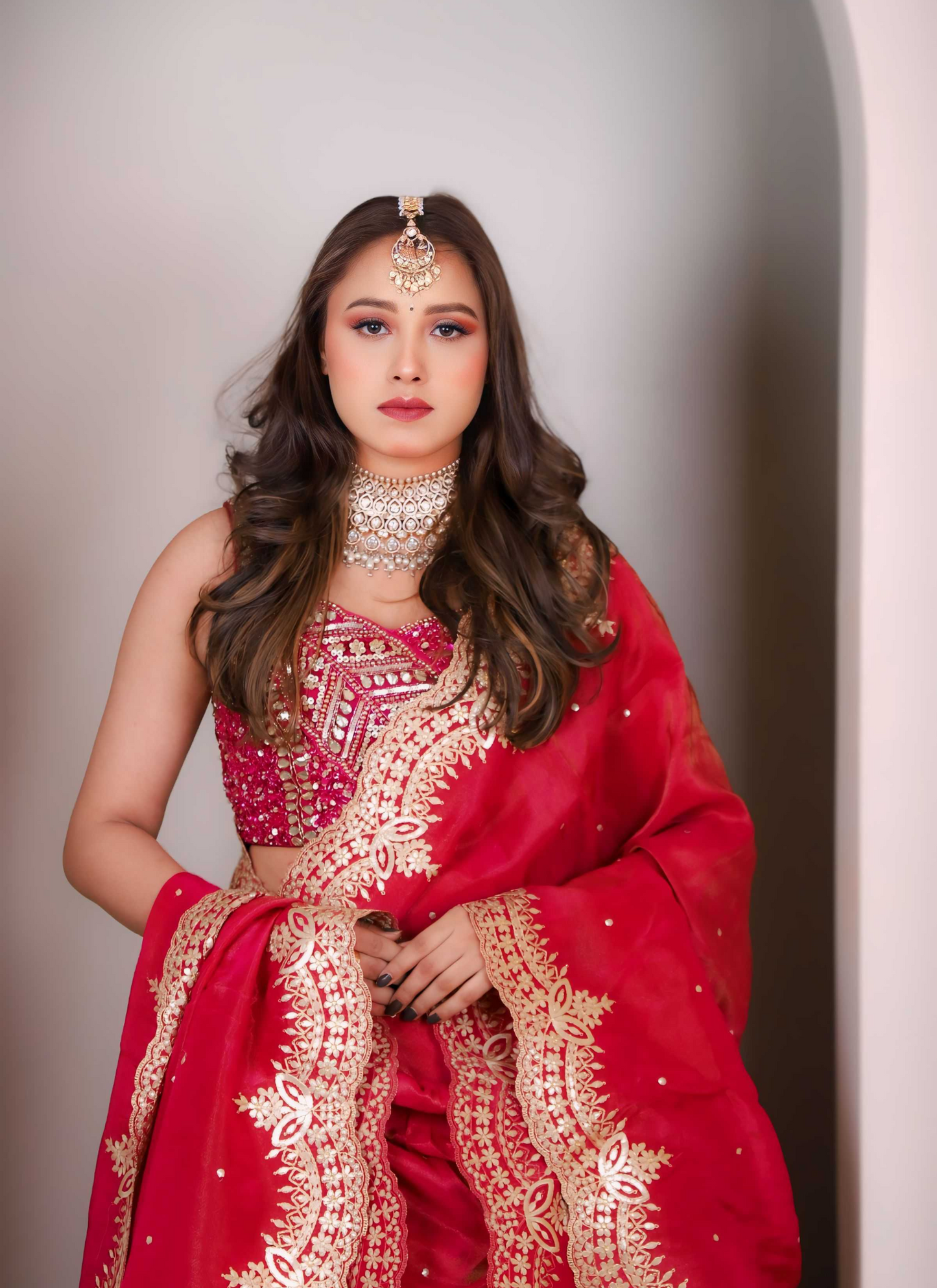 megenta pink lehenga set