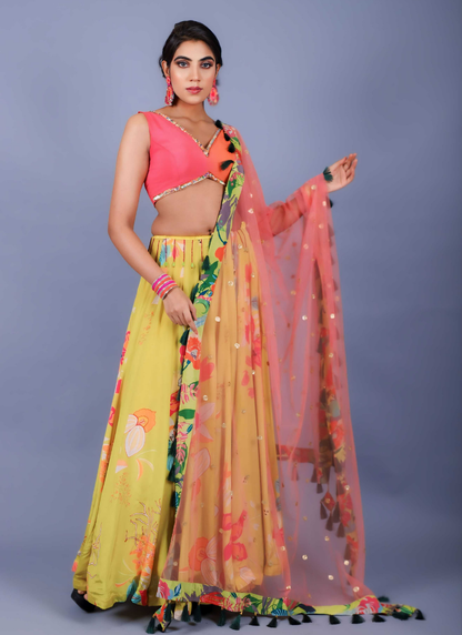 Neon printed skirt set