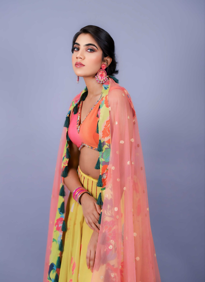 Neon printed skirt set