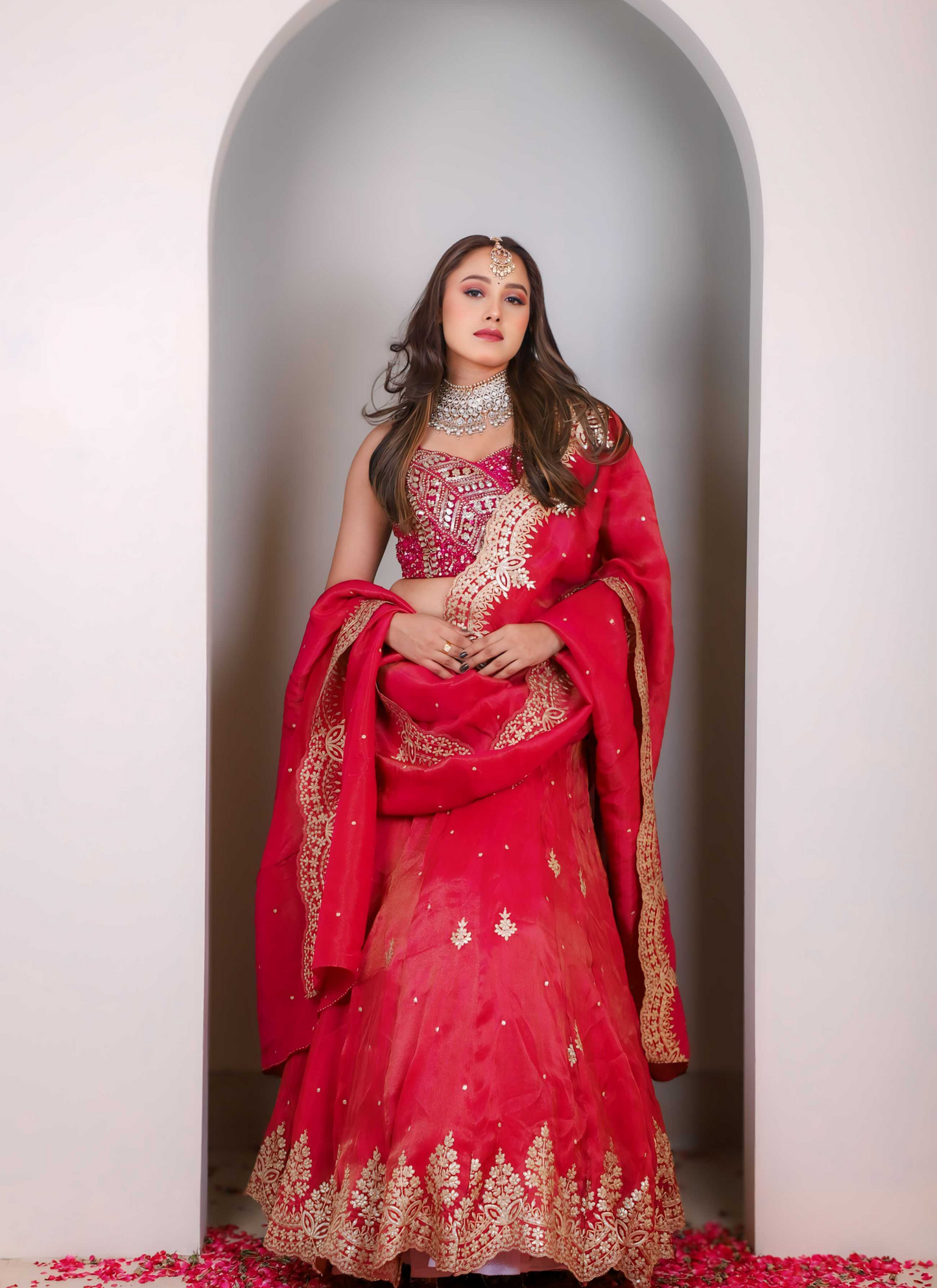 megenta pink lehenga set
