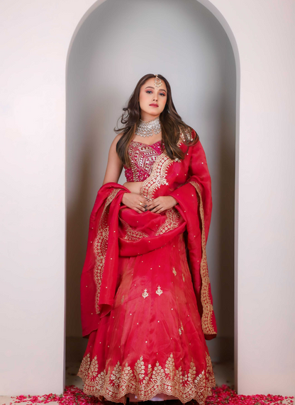 megenta pink lehenga set