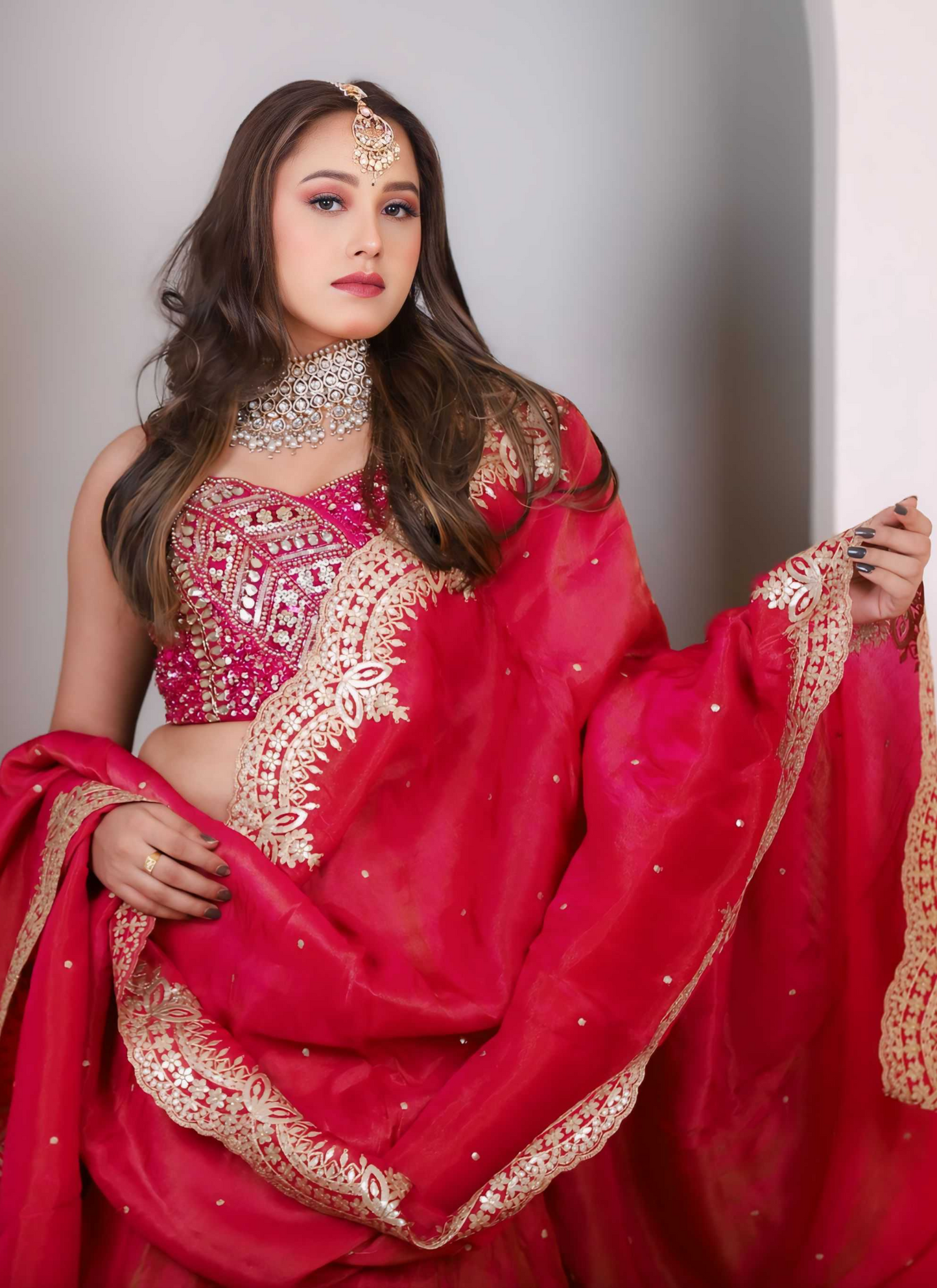 megenta pink lehenga set