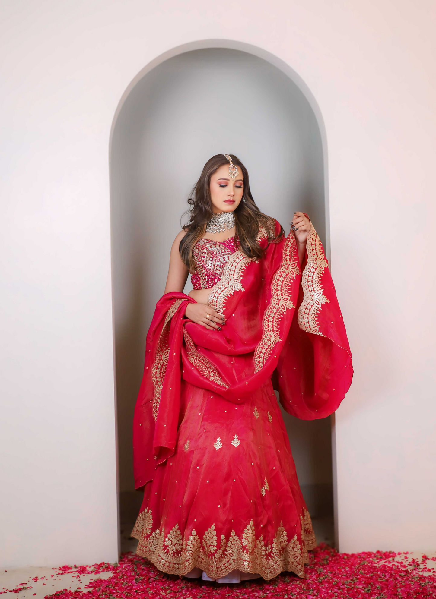 megenta pink lehenga set