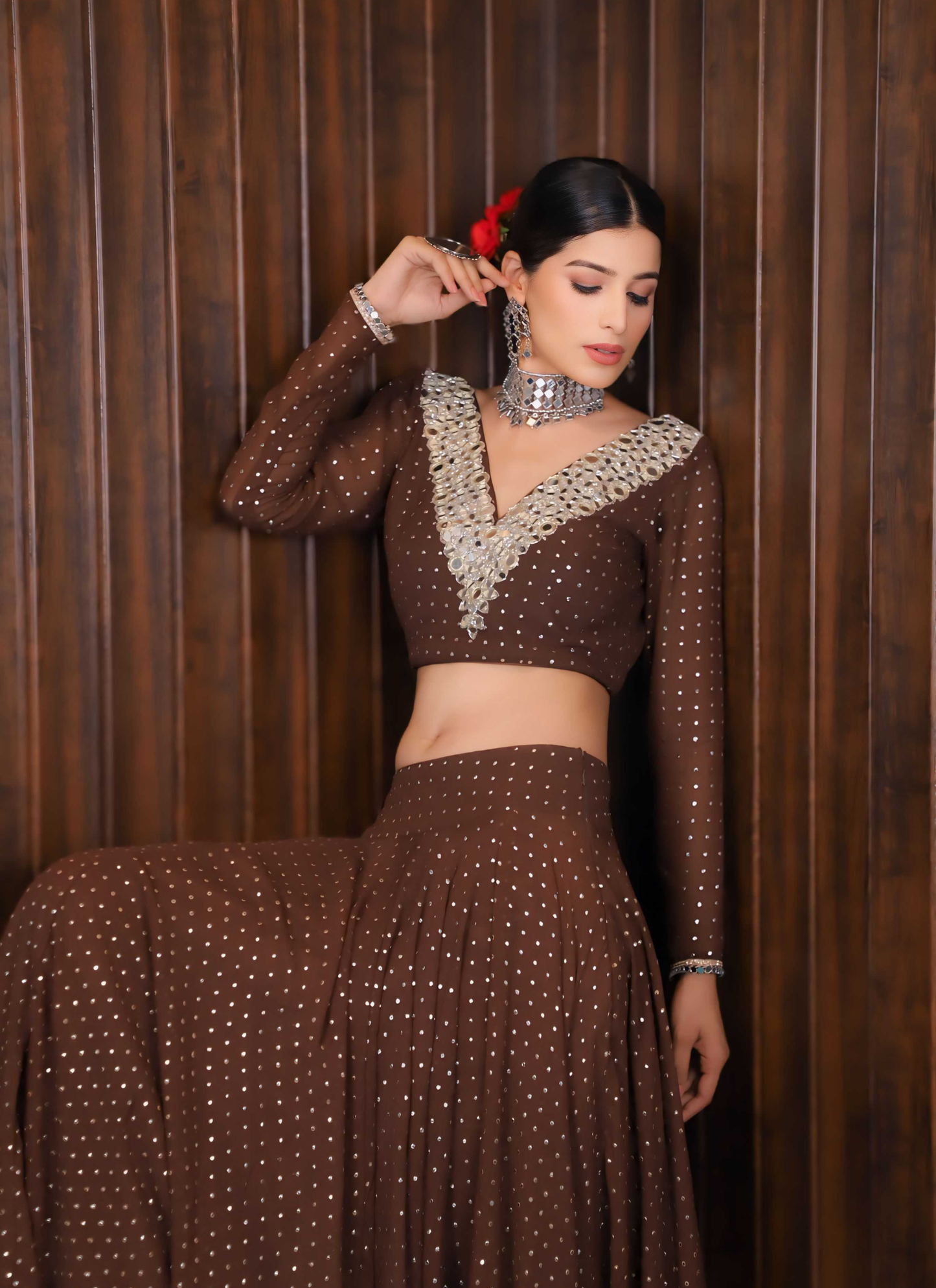 Brown Lehenga Set