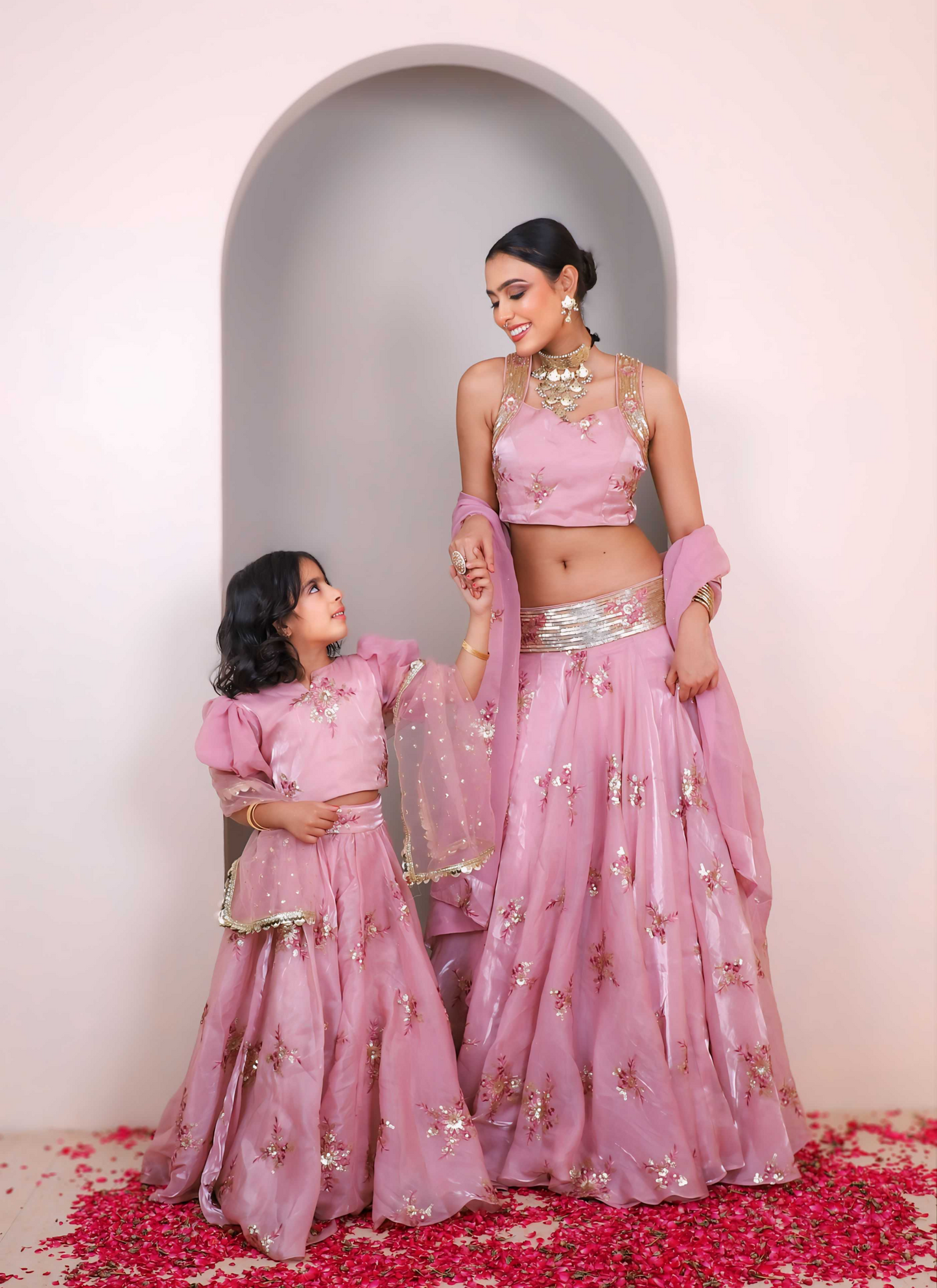 Pink Floral Skirt Set