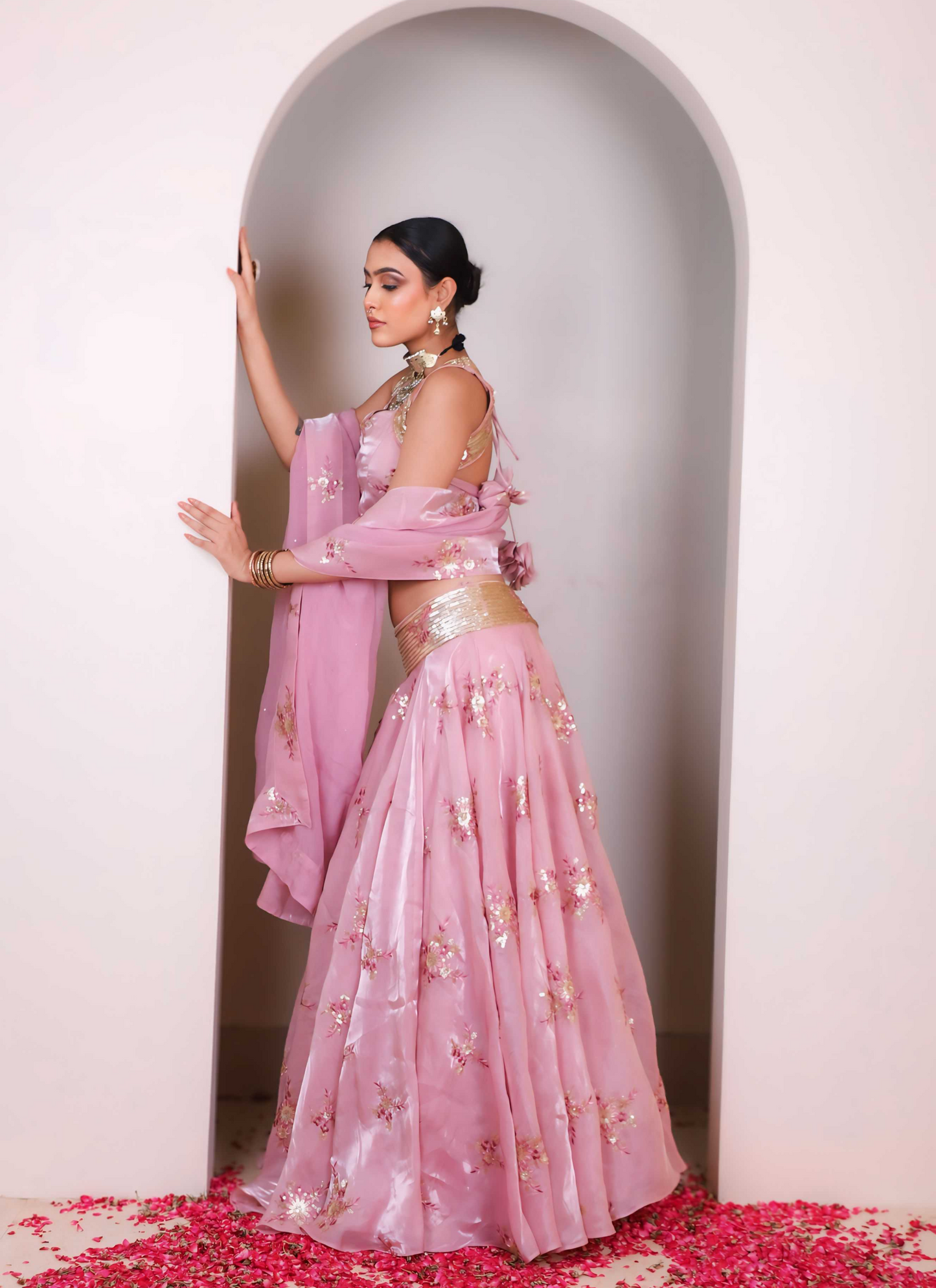 Pink Floral Skirt Set
