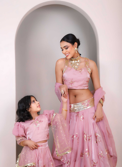 Pink Floral Skirt Set