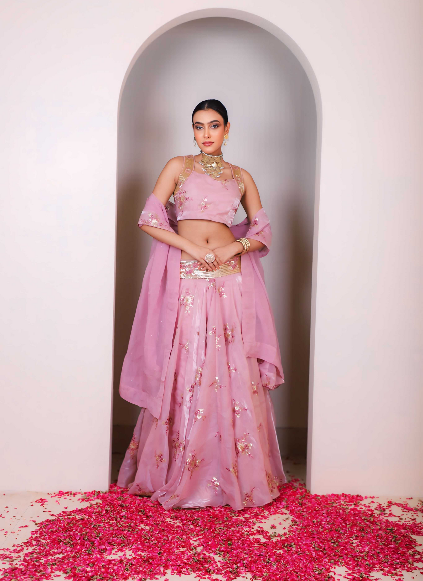 Pink Floral Skirt Set