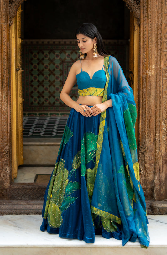 Kalakriti Hand-Painted Lehenga Set